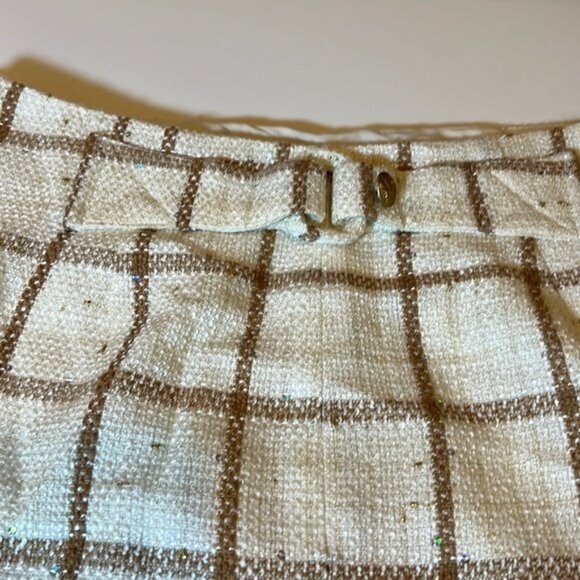 Leyden Monroe Plaid Printed MiniSkirt Size Small Ivory Tan Checked Academia NWT - Picture 12 of 14